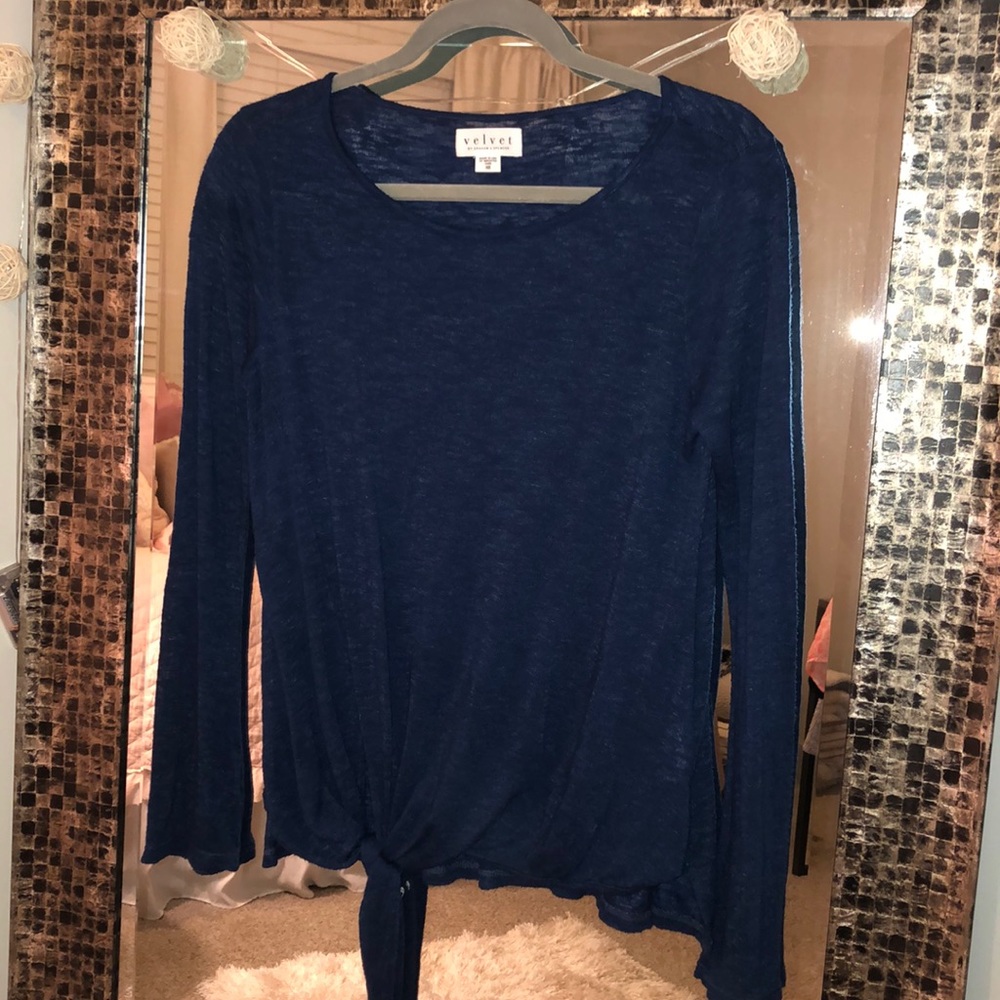 Blue Long Sleeve Sweater-Top